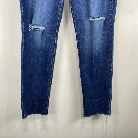 Old Navy Distressed Raw Hem High Rise O.G. Straight Denim Blue Jeans 12 Tall - Picture 5 of 5